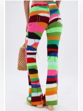NWT Crochet Patchwork Pants - Multicolor